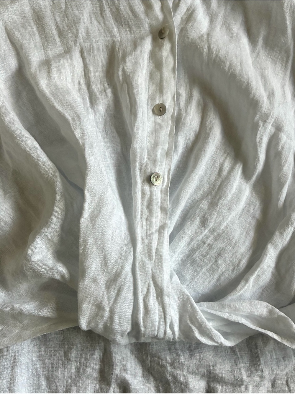 Milio Milano Linen Button Shirt Italy White Cottage Coastal M - Picture 5 of 10